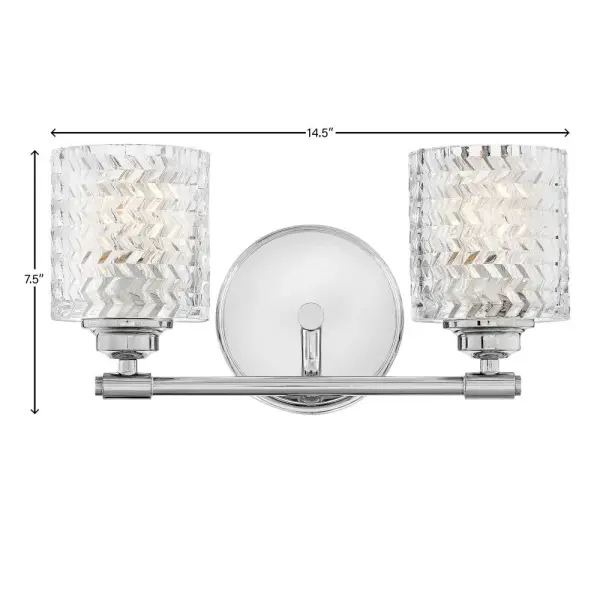 Traditional elegance with a modern edge defines Elle’s graceful design. A rich, chevron cut, clear glass is the dramatic focal point, complemented by a gleaming Chrome finish. The softly rounded steel back plate is finished with luxe stepped detailing to complete the design. - alternate view