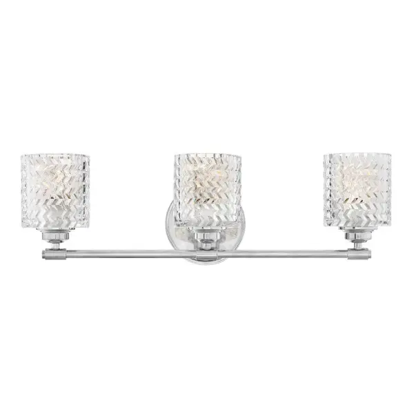 Traditional elegance with a modern edge defines Elle’s graceful design. A rich, chevron cut, clear glass is the dramatic focal point, complemented by a gleaming Chrome finish. The softly rounded steel back plate is finished with luxe stepped detailing to complete the design.