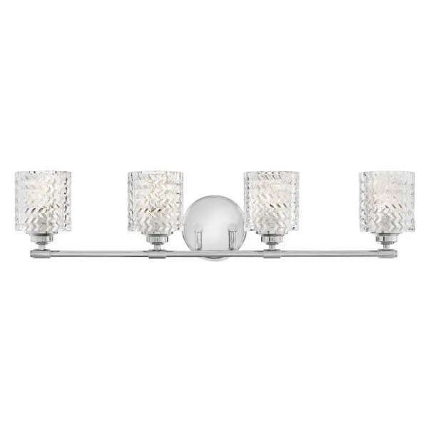 Traditional elegance with a modern edge defines Elle’s graceful design. A rich, chevron cut, clear glass is the dramatic focal point, complemented by a gleaming Chrome finish. The softly rounded steel back plate is finished with luxe stepped detailing to complete the design.