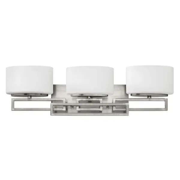 Lanza features contemporary styling with geometric patterns that are emphasized in Antique Nickel, Brushed Bronze and Buckeye Bronze finishes. The elongated oval, etched opal glass reinforces its sleek design.