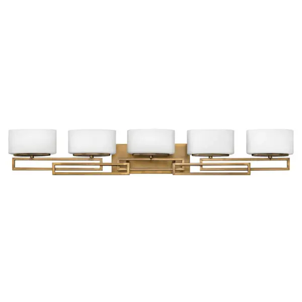 Lanza features contemporary styling with geometric patterns that are emphasized in Antique Nickel, Brushed Bronze and Buckeye Bronze finishes. The elongated oval, etched opal glass reinforces its sleek design.
