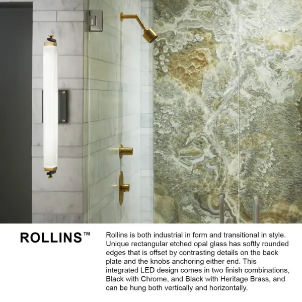 Rollins LED Vanity Light in Black with Chrome - Image 8