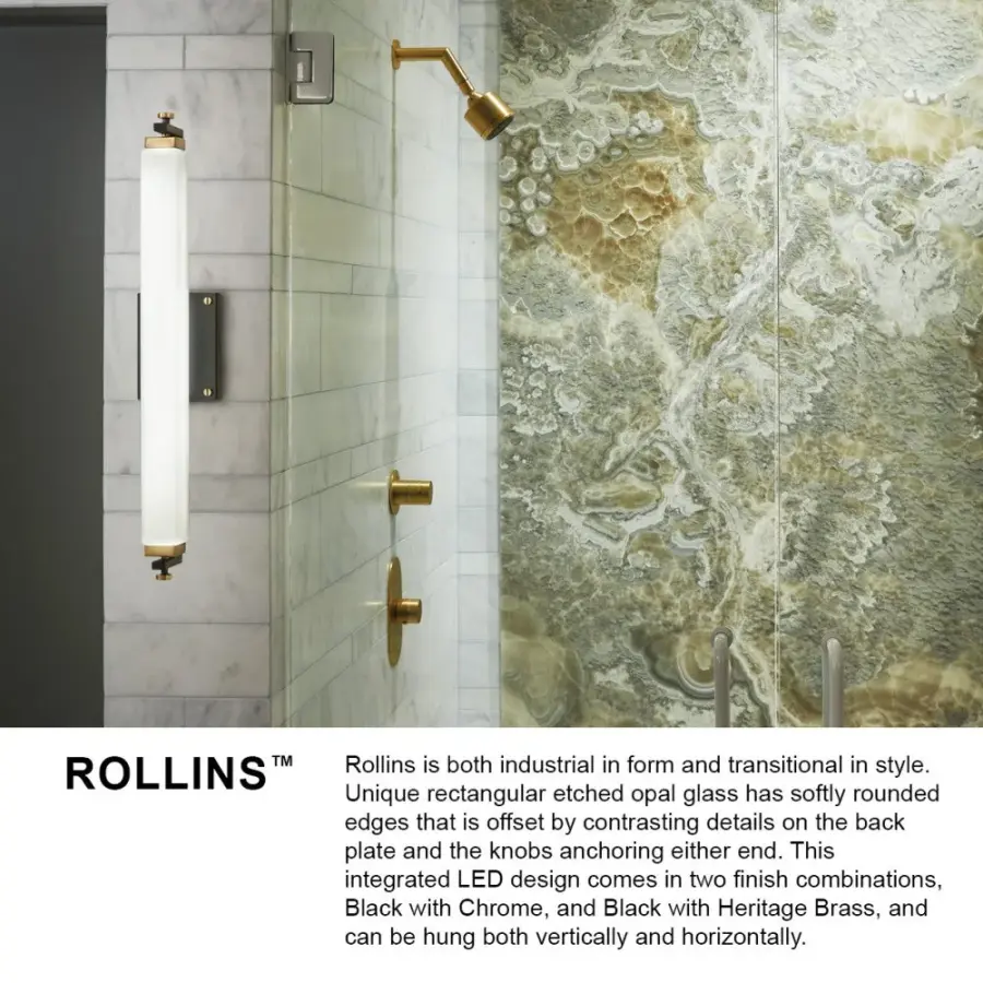 Rollins LED Vanity Light in Black with Chrome - Image 8