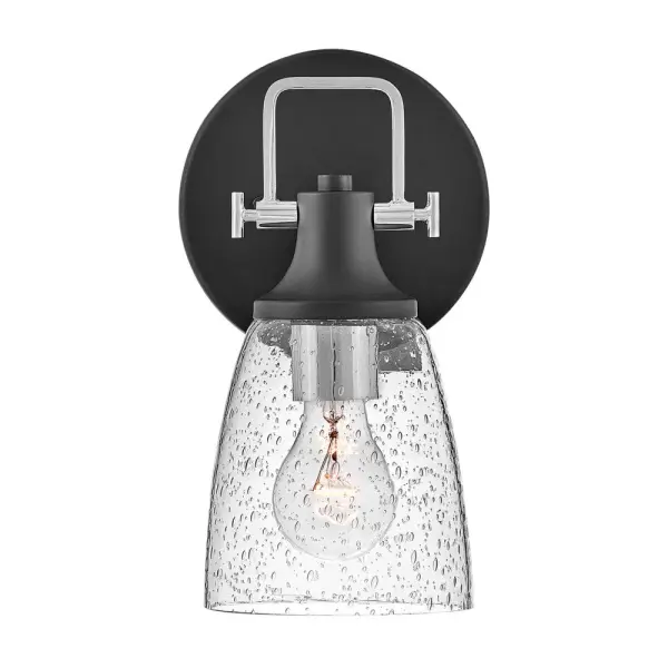 With style elements that blend both hip and historical, Easton exudes a modern industrial vibe. Bold clear seedy glass shades pair with a distinctive top yoke and vintage-inspired knobs for a robust silhouette. - alternate view