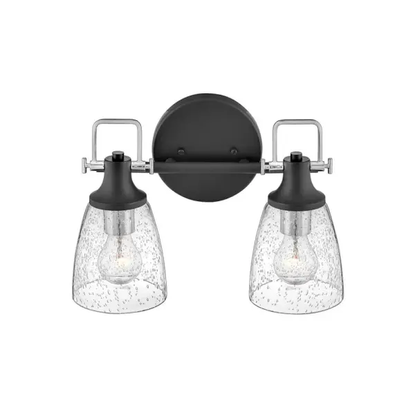 With style elements that blend both hip and historical, Easton exudes a modern industrial vibe. Bold clear seedy glass shades pair with a distinctive top yoke and vintage-inspired knobs for a robust silhouette. - alternate view