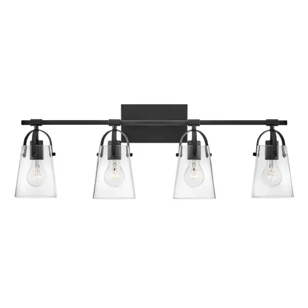 Clean and airy, Foster breathes composed simplicity into any bath space. Softly tapered glass shades suspended from arched handle prongs create a sophisticated transitional silhouette, enhanced by practical yet stylized details.