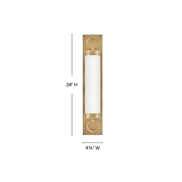 The Baylor LED Vanity combines industrial design elements with functional lighting. Its sturdy steel construction, decorative rings, and etched opal glass create a substantial presence while delivering 2000 lumens of warm, dimmable light. - alternate view