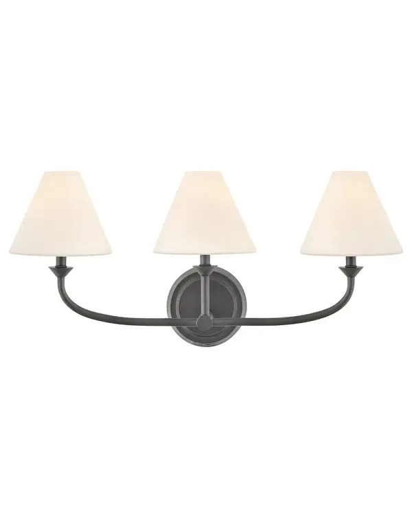 Inspired by traditional lighting styles, Greta complements its slim, contemporary silhouette with timeless details and classic finishes. Tapered, etched opal glass shades softly diffuse light, filling your space with a warm ambiance. - alternate view