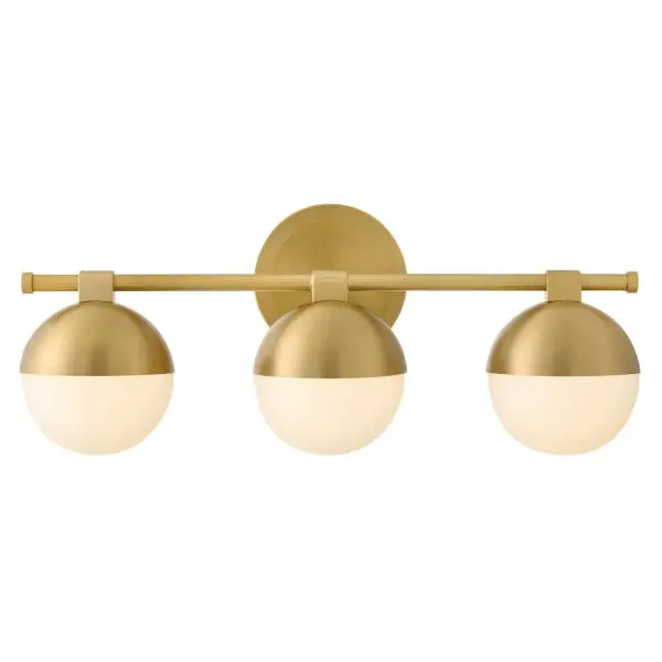 The Bowie LED Vanity seamlessly blends traditional and modern aesthetics with its etched opal glass globes and refined lacquered brass finish. Energy-efficient LED technology and dimmable functionality make it both beautiful and practical.