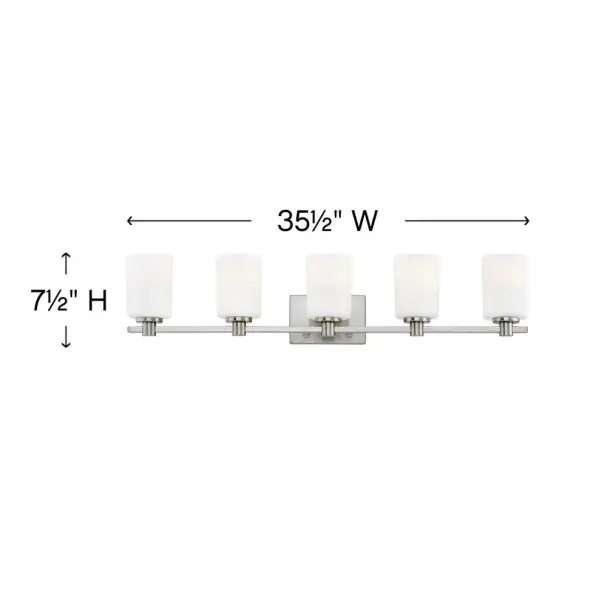 Karlie's clean design is transitional in style and will complement a variety of décor. Featuring precision die-cast cups and cylindrical, etched opal glass, it is available in Brushed Nickel and Chrome. - alternate view
