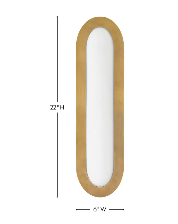 Beautifully retro, Emme showcases a midcentury-inspired elliptical design. Etched opal glass surrounded by a robust, oversized frame creates a vintage feel and soft, warm illumination. Versatile sconce silhouettes feature concealed on/off switches and removable cords to complement any bathroom, kitchen, or living space. - alternate view