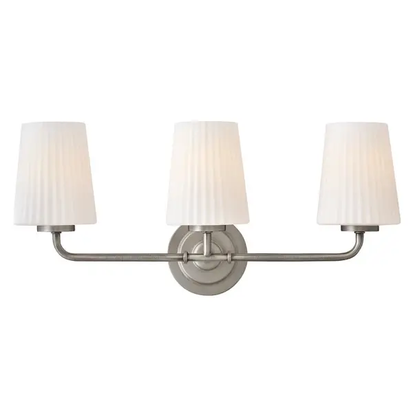 Combining classic elegance with contemporary details, McKenna’s timeless silhouette shines with delicate contours. Pleated Etched Opal glass and beautiful linear details along the frame bring a touch of refinement to your décor.