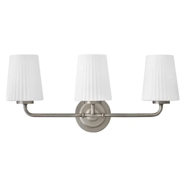 Combining classic elegance with contemporary details, McKenna’s timeless silhouette shines with delicate contours. Pleated Etched Opal glass and beautiful linear details along the frame bring a touch of refinement to your décor. - alternate view