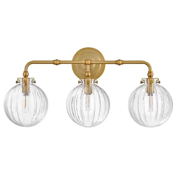 Combining vintage charm with practical design, Helene’s graceful, ribbed glass globes cast beautifully refracted light. Delicate detailing and unique knobs securing each shade are complemented by a rich Lacquered Brass finish to perfectly accentuate your space. - alternate view