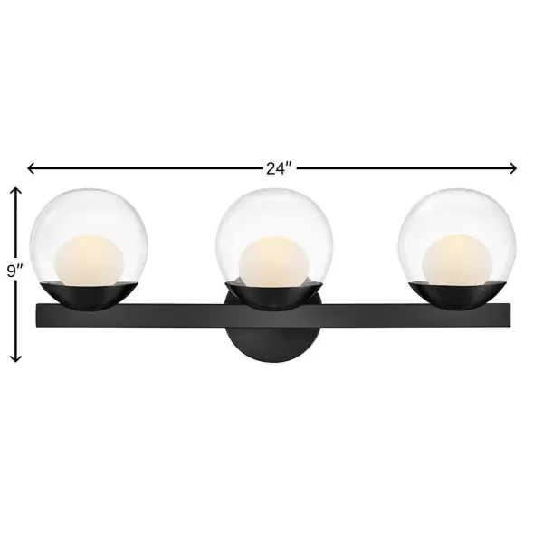 Sophisticated with an ultramodern twist, Sunni’s sleek design showcases a distinctive glass globe that artfully layers a clear glass outside with an etched white interior. A minimal backplate and frame are finished in a bold Black or luxurious Lacquered Brass finish to easily complement your space. - alternate view