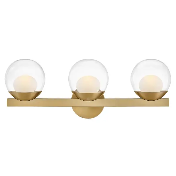 Sophisticated with an ultramodern twist, Sunni’s sleek design showcases a distinctive glass globe that artfully layers a clear glass outside with an etched white interior. A minimal backplate and frame are finished in a bold Black or luxurious Lacquered Brass finish to easily complement your space.