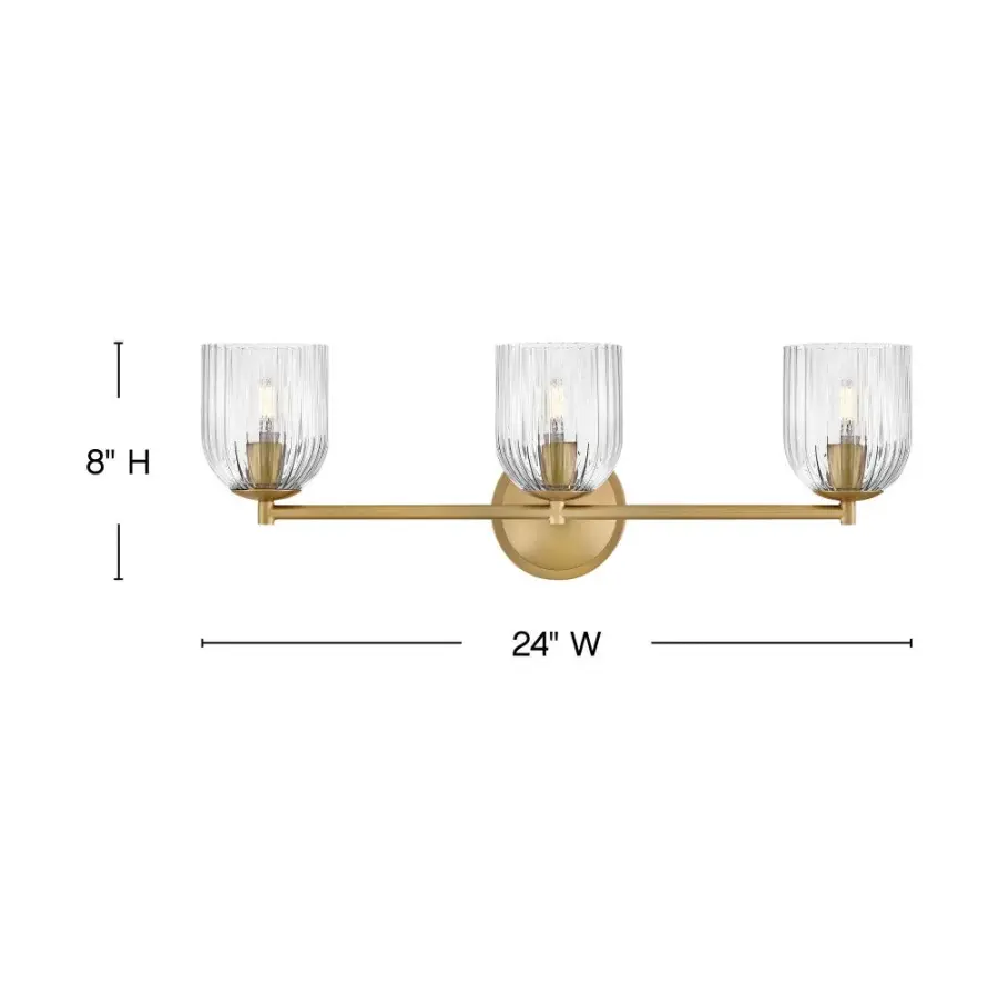 Ava LED Vanity Light in Lacquered Brass - Image 8