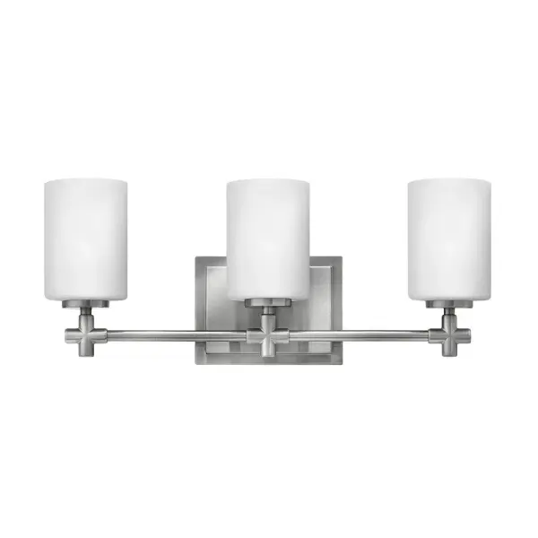 Laurel’s appealing form combines both traditional and transitional design elements. This collection is available in Polished Nickel or Brushed Nickel, and features etched opal glass shades and medium base lamping. Chic details, such as a precision die-cast cross reminiscent of a timeless faucet handle, and a cast stepped back plate, convey a lasting elegance.