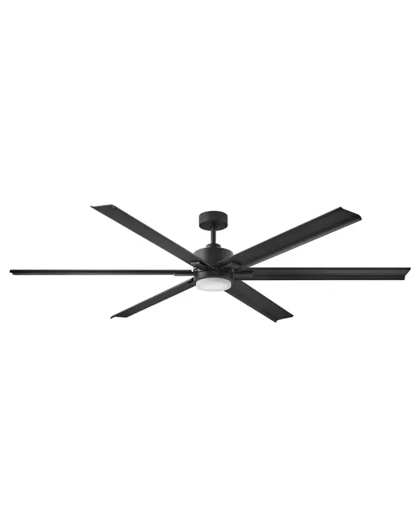 The Indy Maxx delivers powerful performance with 13,339 CFM airflow and exceptional 253 CFM/W efficiency. Its raw industrial aesthetic pairs sleek aluminum blades with integrated LED lighting, while smart controls and damp rating make it versatile for indoor and outdoor use.