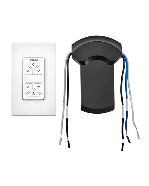 The HIRO control system delivers modern convenience with WiFi connectivity and RF technology for reliable fan and light operation. Its wireless design eliminates installation complexity while providing flexible control options.