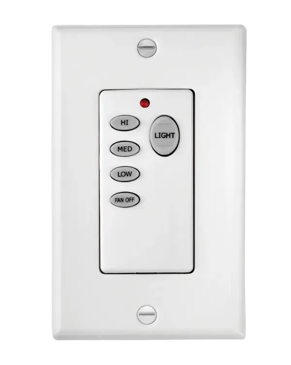 A straightforward wall-mounted control that provides three fan speed settings. Clean white finish integrates seamlessly with standard wall plates. Reliable operation for residential and light commercial ceiling fan applications.