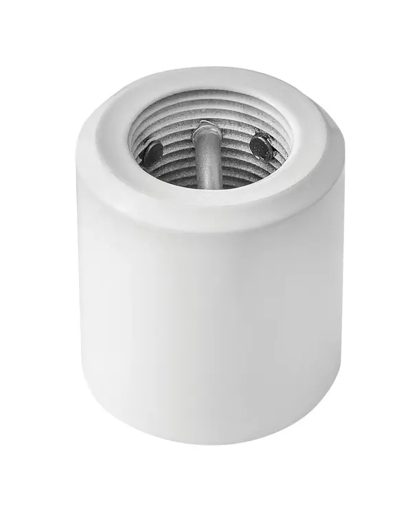 A functional steel coupler designed to connect ceiling fan downrods for extended drop lengths. Wet-rated for versatile indoor and outdoor installations. Compact and durable construction.