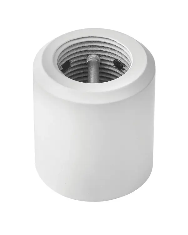 A functional downrod coupler that extends ceiling fan hanging length with a clean matte white finish. Single-threaded steel construction provides reliable connection for standard 1-inch downrods.