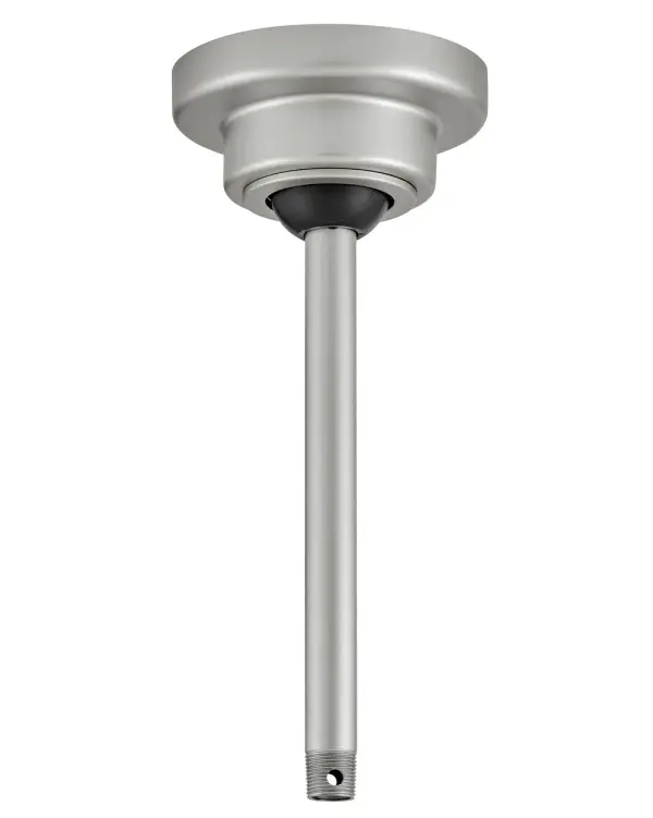 This ceiling adapter kit enables safe ceiling fan installation on angled ceilings. The brushed nickel finish coordinates with most fan finishes. Compact 6.5-inch canopy provides clean integration.
