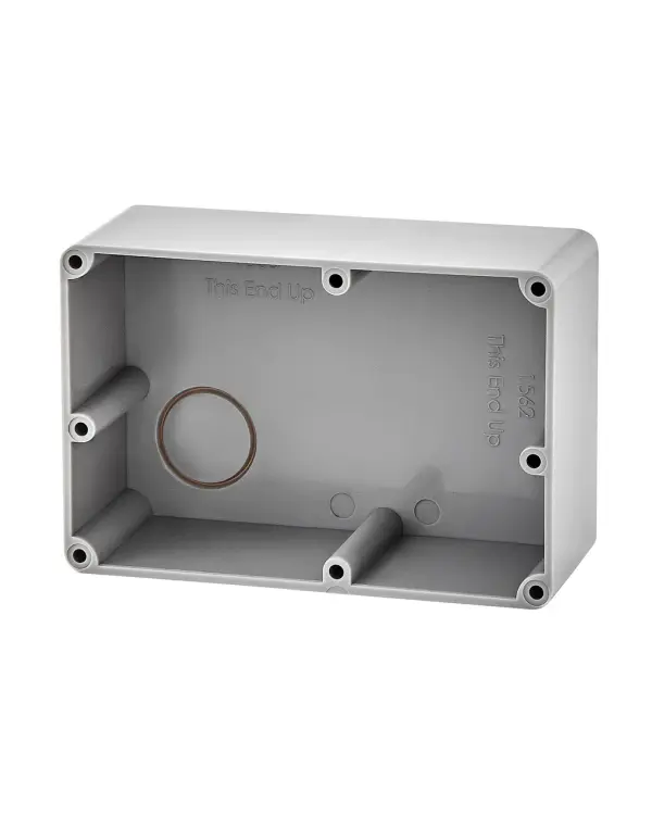 A practical mounting accessory designed for secure landscape lighting installation. The gray concrete finish blends naturally with outdoor hardscapes while the compact PVC construction ensures durability.