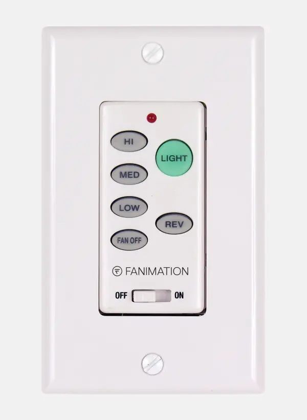 The C21 wall control offers comprehensive fan and light management with 3-speed settings, reversing capability, and infinite light dimming levels. Simple 2-wire installation with included faceplate makes it ideal for retrofit projects.