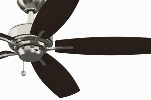 The Aire Deluxe 52-inch ceiling fan delivers impressive airflow efficiency at 89 CFM per watt with a 4908 CFM output. Its transitional design works in any indoor space, with four finish options and reversible blades for seasonal flexibility. - alternate view
