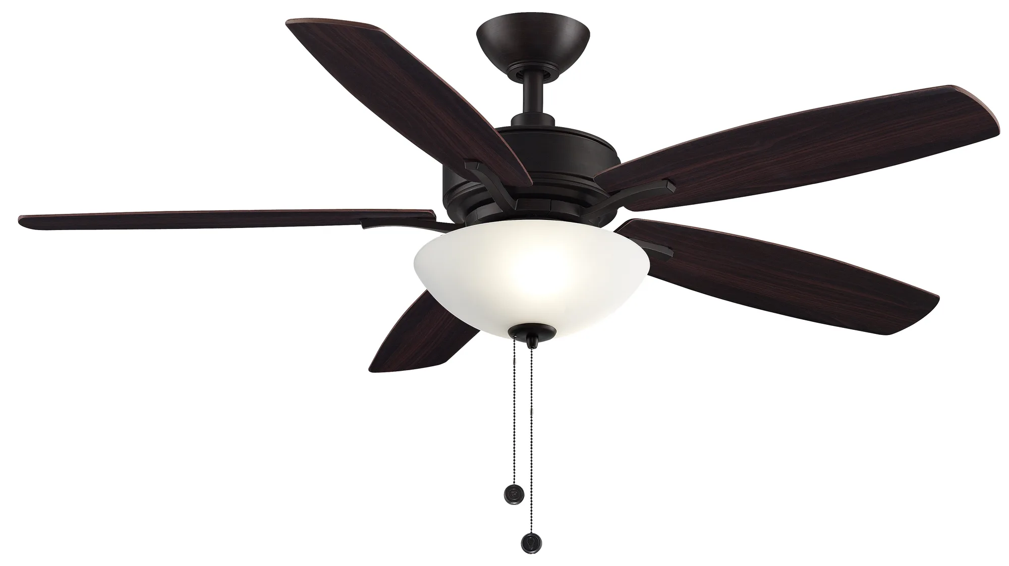 Aire Deluxe 52 inch Indoor Ceiling Fan with LED Bowl Light Kit - Dark Bronze with Reversible Cherry/Dark Walnut blades