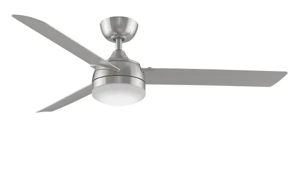 The Xeno combines modern aesthetics with exceptional performance, delivering 6605 CFM airflow through its 56-inch brushed nickel blades. Damp-rated for versatile placement, it includes integrated LED lighting and smart control compatibility.