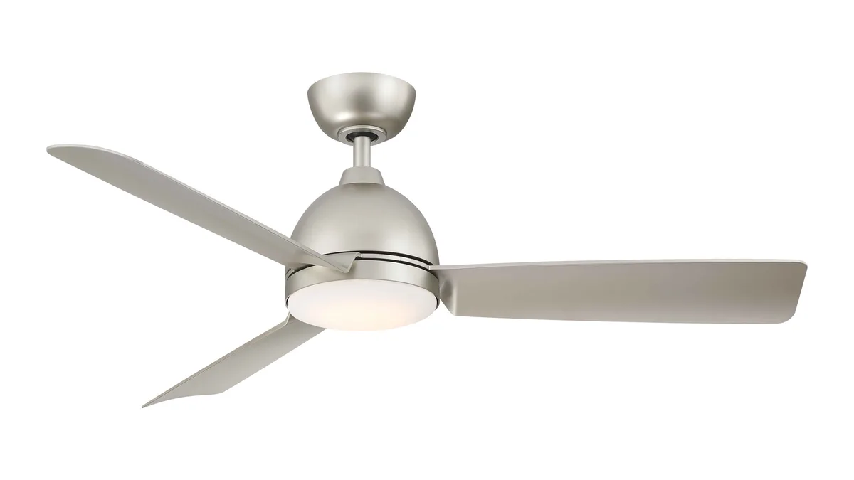 Starboard L 52 inch Indoor/Outdoor Marine Grade Ceiling fan with LED CCT Select Light Kit - Black with Brushed Nickel blades
