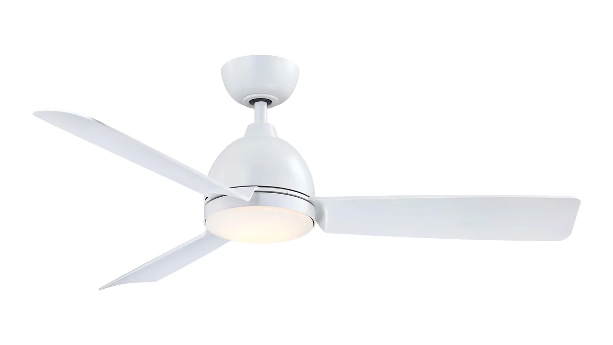 Starboard L 52 inch Indoor/Outdoor Marine Grade Ceiling fan with LED CCT Select Light Kit - Black with Matte White blades