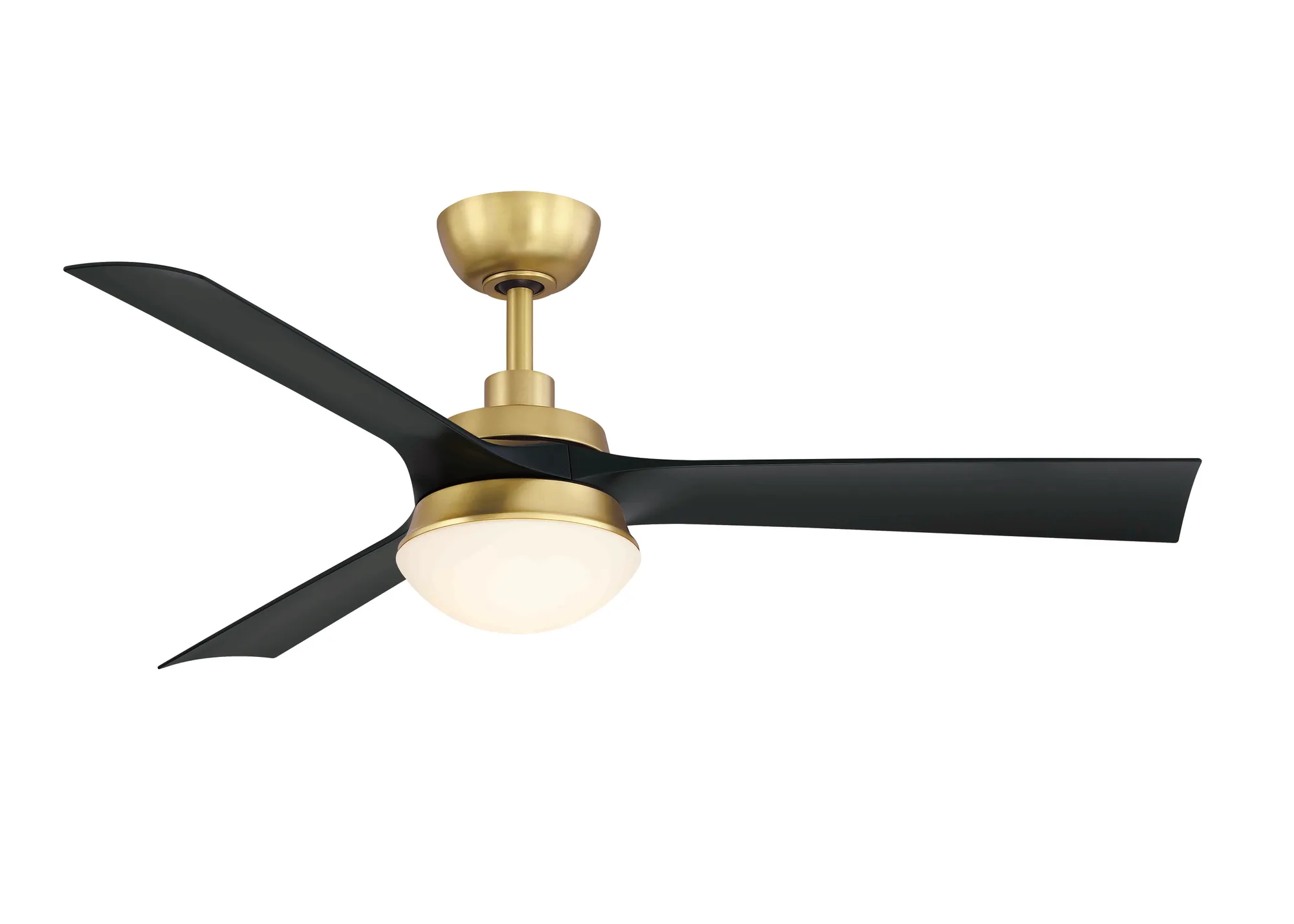 Barlow 52 inch Indoor/Outdoor Ceiling Fan with LED CCT Select Light Kit - Brushed Satin Brass with Black blades