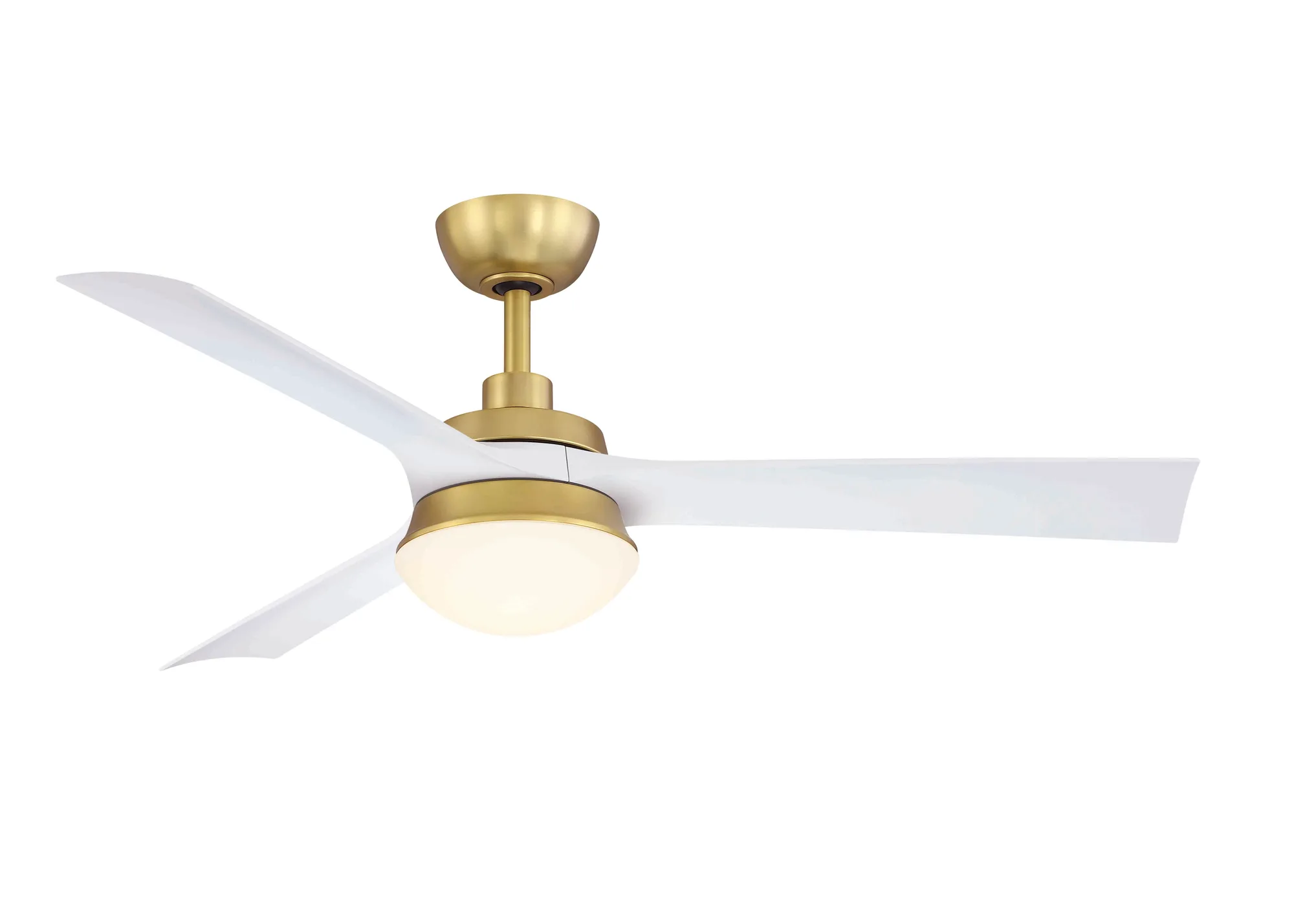 Barlow 52 inch Indoor/Outdoor Ceiling Fan with LED CCT Select Light Kit - Brushed Satin Brass with Matte White blades