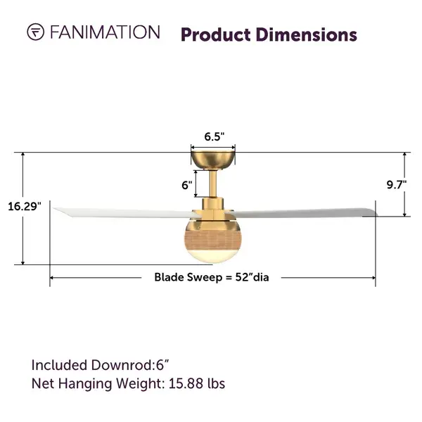 Paget™ 52" Damp Rated Ceiling Fan with LED Light - Image 8