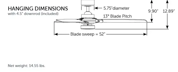 The Amped Ceiling Fan by Fanimation does indeed bring intensity to a room. This Ceiling fan features 5 blades with a 52 inch blade span and an 18 watt LED Light Kit. The fan finish options available include Black, Black with Brushed Satin Brass, Brushed Nickel, Matte White, and Matte White with Brass. Handheld remote included. This ceiling fan is Dry rated for Indoor use only. A Wi-Fi receiver for smart home connectivity may be purchased separately. Reversible airflow for multi-season use - alternate view