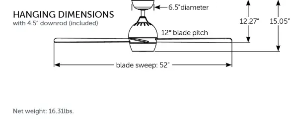 Kwad 52" Ceiling Fan with LED Light in Black - Image 6