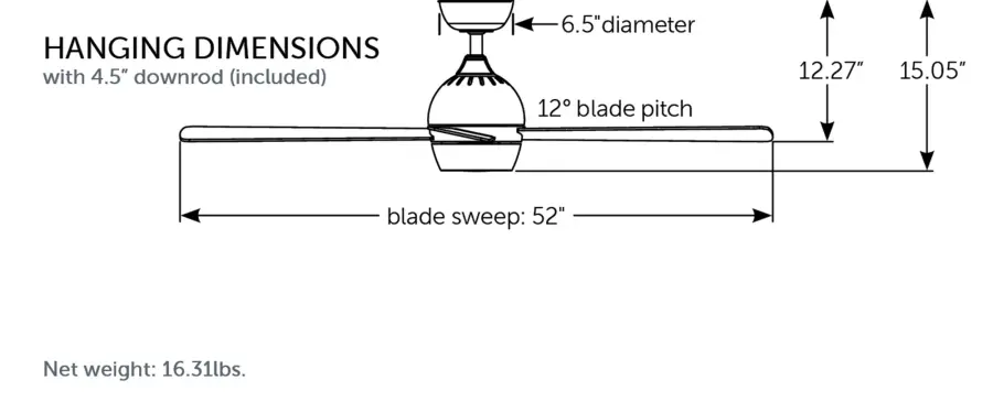 Kwad 52" Ceiling Fan with LED Light in Black - Image 6