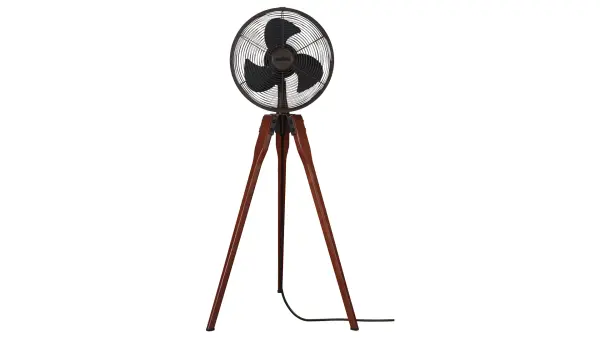 The Arden combines architect-inspired tripod aesthetics with practical cooling. Walnut finish legs and clean lines complement transitional and classic interiors while delivering three-speed comfort control.