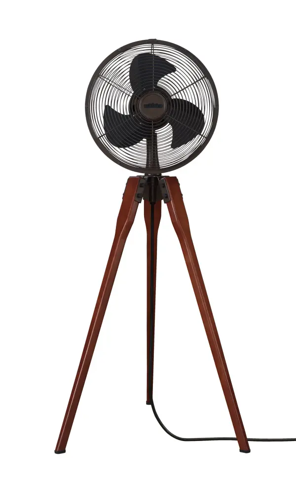 The Arden by Fanimation performs double duty, combining functionality with aesthetics. The Walnut legs and the fans Oil Rubbed Bronze finish recall the clean and classic lines of an architects tripod, dovetailing nicely with transitional as well as classic décor. The Arden stands just under 44 inches high (including grill). A three-speed rotary switch provides a trio of comfort levels. All Fanimation motors are protected by a limited lifetime warranty.
