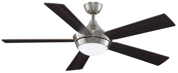 Celano v2 by Fanimation offers a sleek design with a modern touch. This fan features clean lines and is available in brushed nickel, dark bronze, or matte white finishes. The Celano v2 easily adapts to any style or mood. It includes an opal glass and light cover that will allow you relax under the Celano v2's soft glow while the light cover can be used to create a more cosmopolitan look. The Celano v2 can be operated in three forward and reverse speeds. This ceiling fan is Dry Rated for indoor use and compatible with most smart home devices (required control sold separately) Reversible airflow for multi-season use