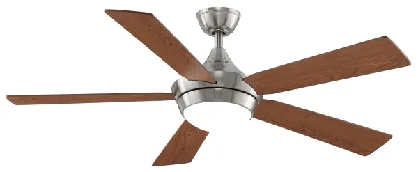 Celano v2 by Fanimation offers a sleek design with a modern touch. This fan features clean lines and is available in brushed nickel, dark bronze, or matte white finishes. The Celano v2 easily adapts to any style or mood. It includes an opal glass and light cover that will allow you relax under the Celano v2's soft glow while the light cover can be used to create a more cosmopolitan look. The Celano v2 can be operated in three forward and reverse speeds. This ceiling fan is Dry Rated for indoor use and compatible with most smart home devices (required control sold separately) Reversible airflow for multi-season use - alternate view