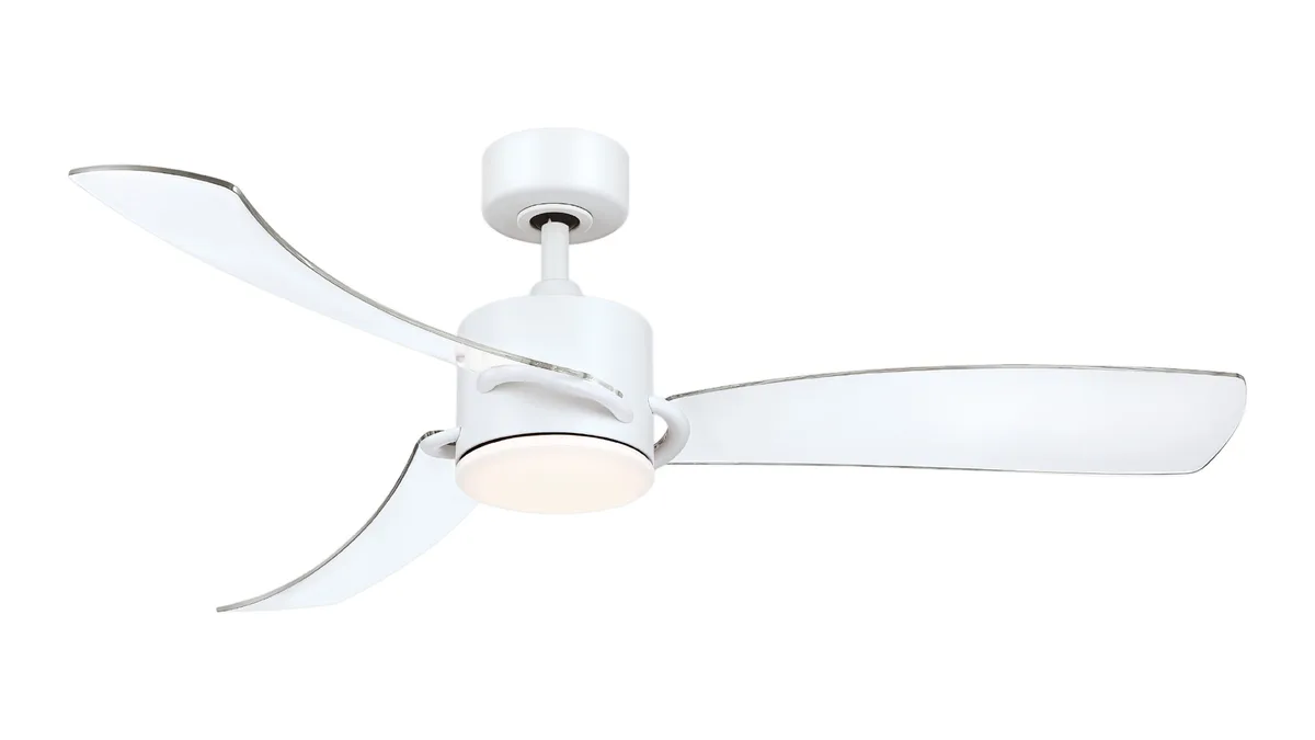 SculptAire 52 inch Indoor/Outdoor Ceiling Fan with LED Light Kit - Matte White with Clear blades