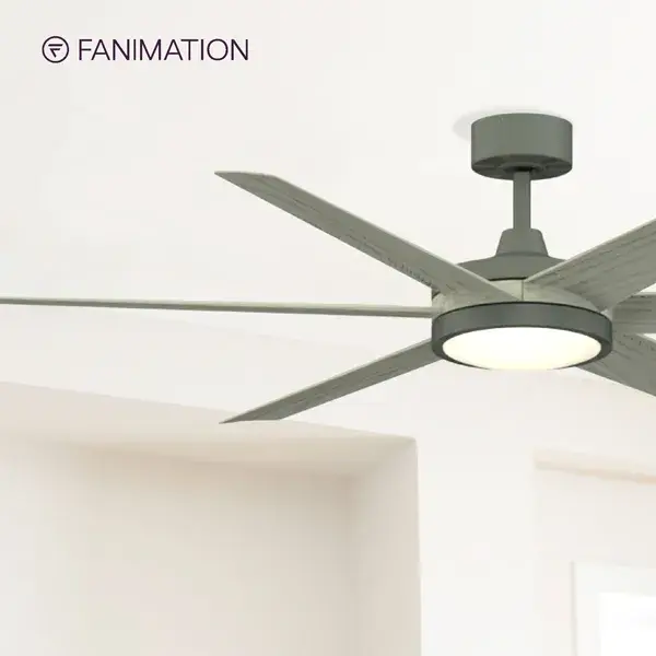 The Brawn™ combines powerful airflow (7,439 CFM) with smart WiFi control and adjustable LED lighting. Its 64" sweep and DC motor deliver exceptional efficiency with variable speeds and remote operation. - alternate view