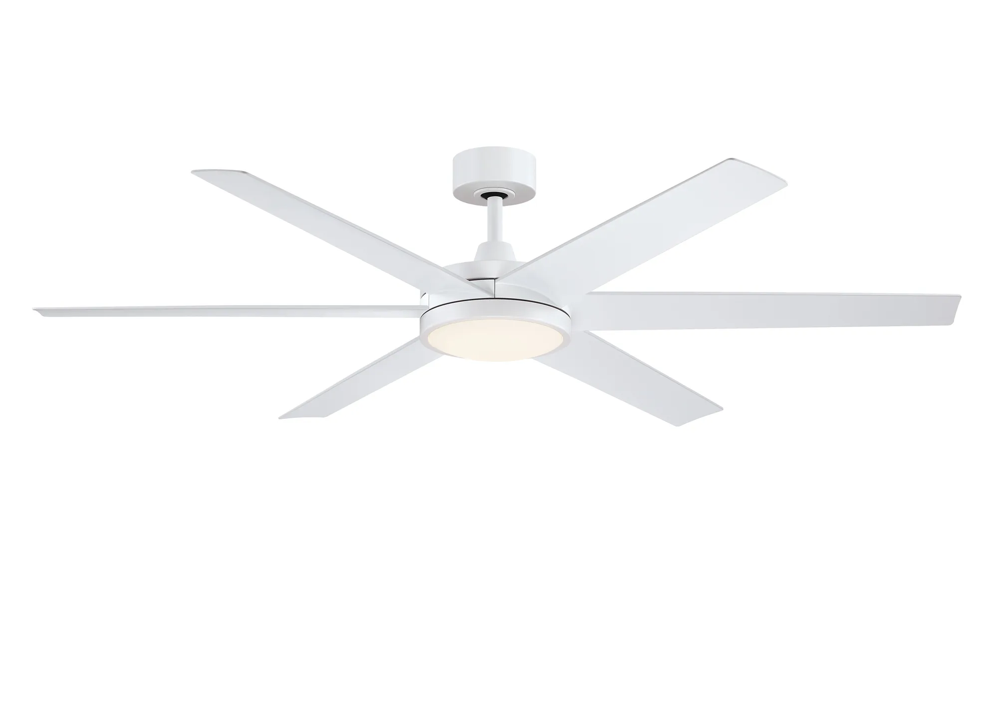 Brawn 64 inch Indoor/Outdoor Smart Ceiling Fan with LED CCT Select Light Kit - Matte White with Matte White blades