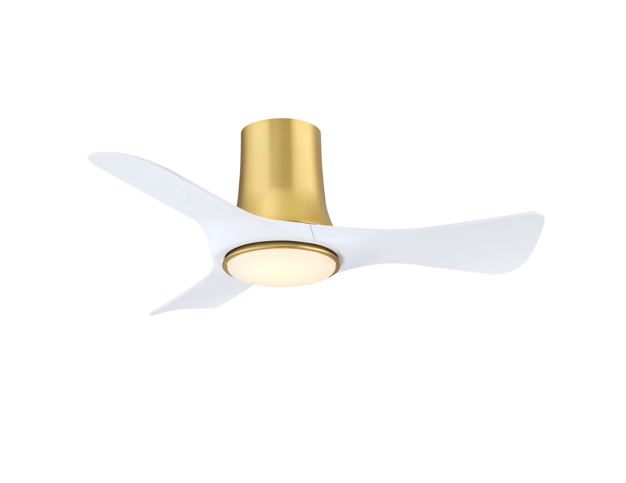 Corke 36 inch Indoor/Outdoor Smart Ceiling Fan with LED CCT Select Light Kit - Brushed Satin Brass with Matte White Blades