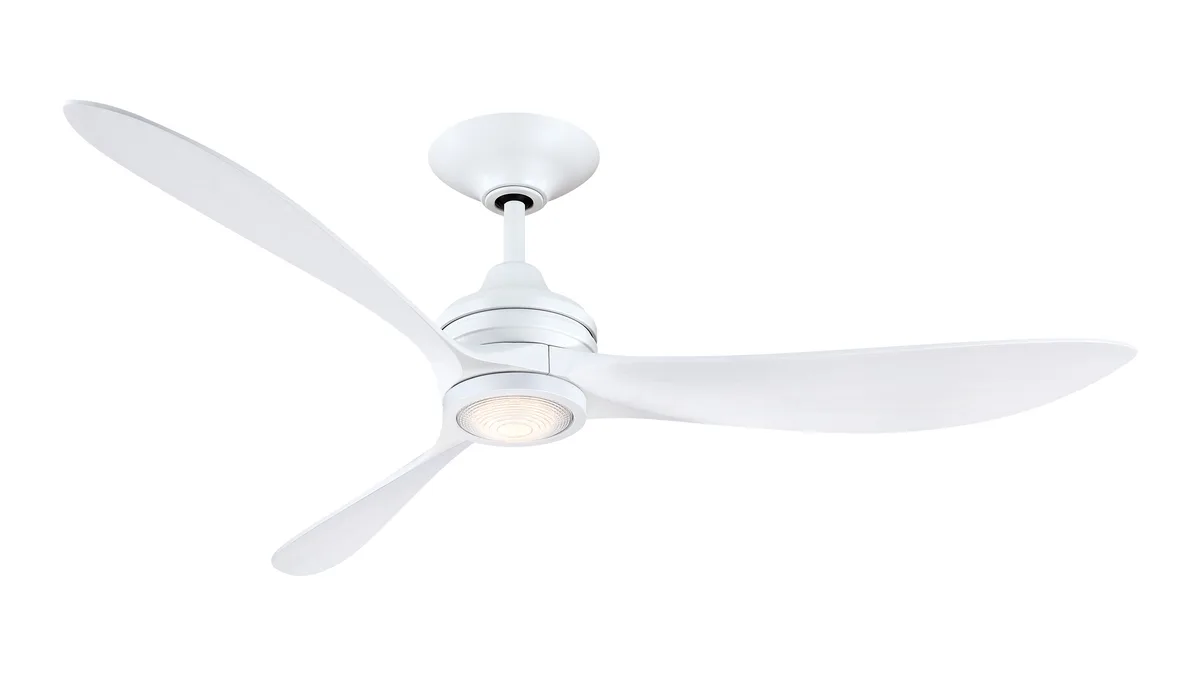 Aviara 60 inch Indoor/Outdoor Smart Ceiling Fan with LED CCT Select Light Kit - Matte White with Washed Blades